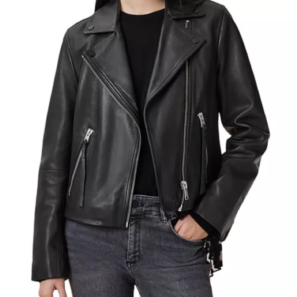 ALLSAINTS. NEW Dalby Slim Fit Leather Biker Jacket - Picture 2 of 13
